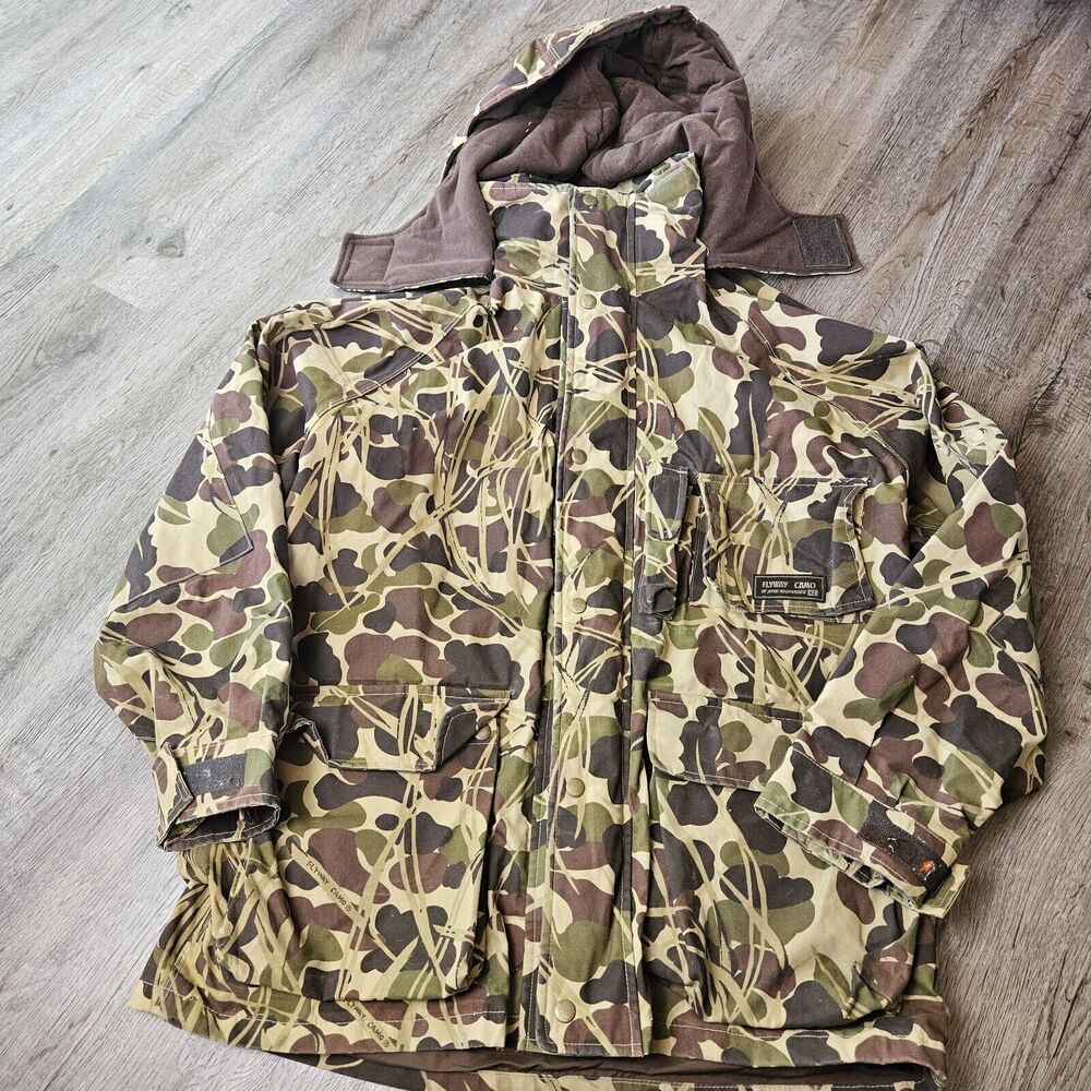Mount'n Prairie Flyway Camo Duck Hunting Jacket Coat W/ Detachable Hood Medium